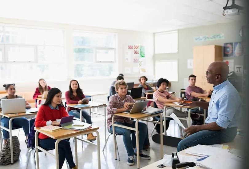 Students and an instructor in a modern classroom
